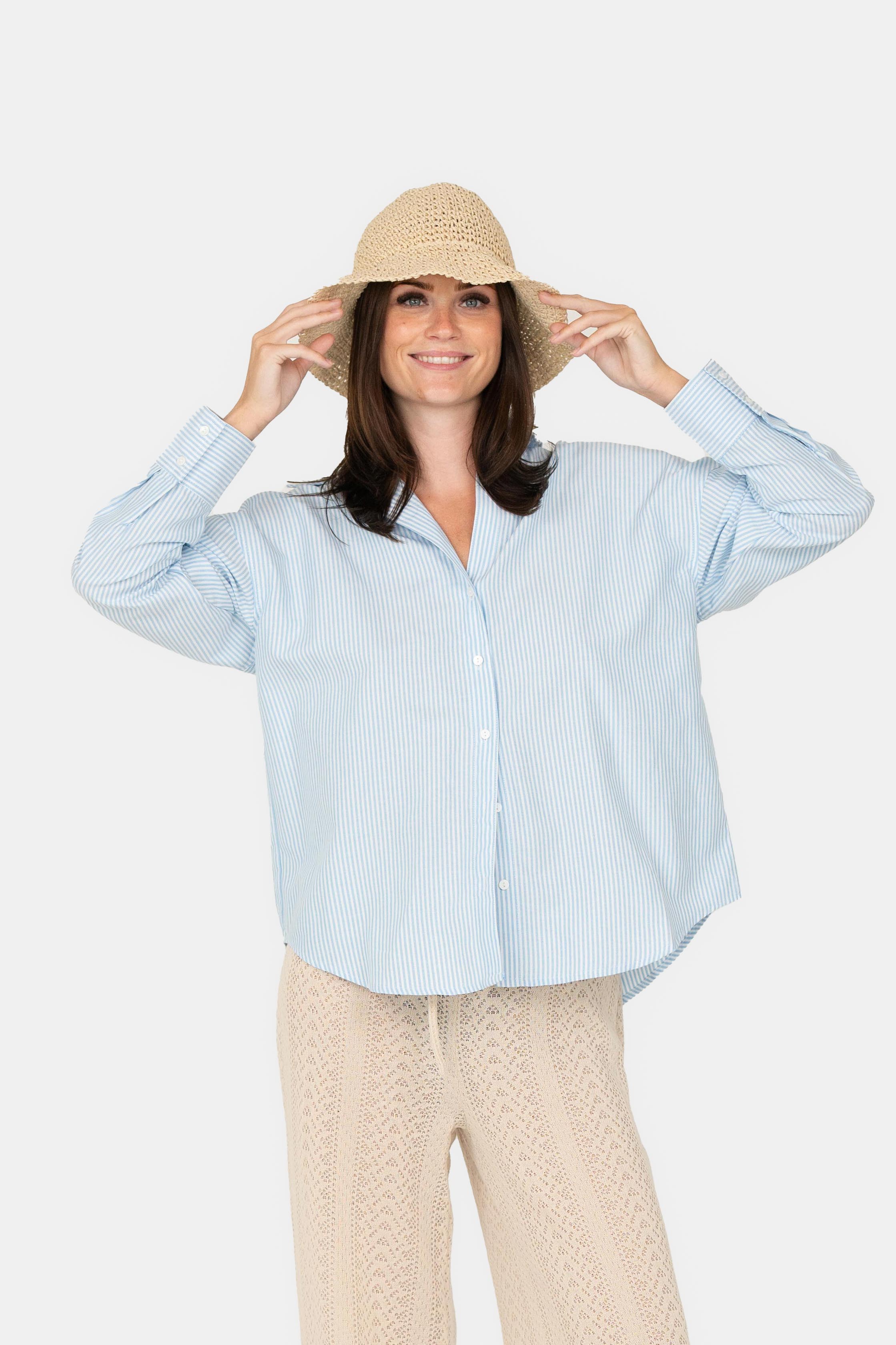 Blauw Gebreid Overhemd Josefine x SC
